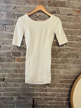 Lulu's Off-White Fitted Short Sleeve Dress